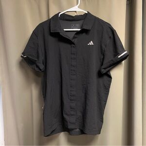 Adidas Running Top with Reflective Sleeves Button Up Size M